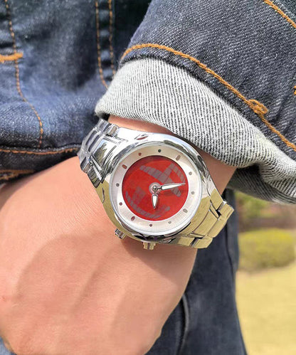 Boho Red Stainless Steel Alloy Machinery Men Watches