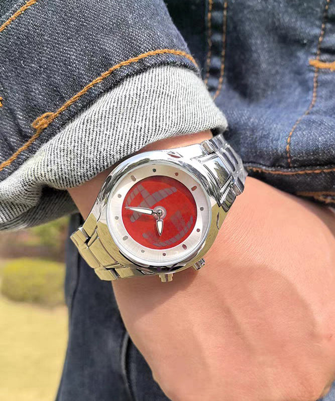 Boho Red Stainless Steel Alloy Machinery Men Watches