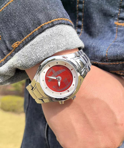 Boho Red Stainless Steel Alloy Machinery Men Watches
