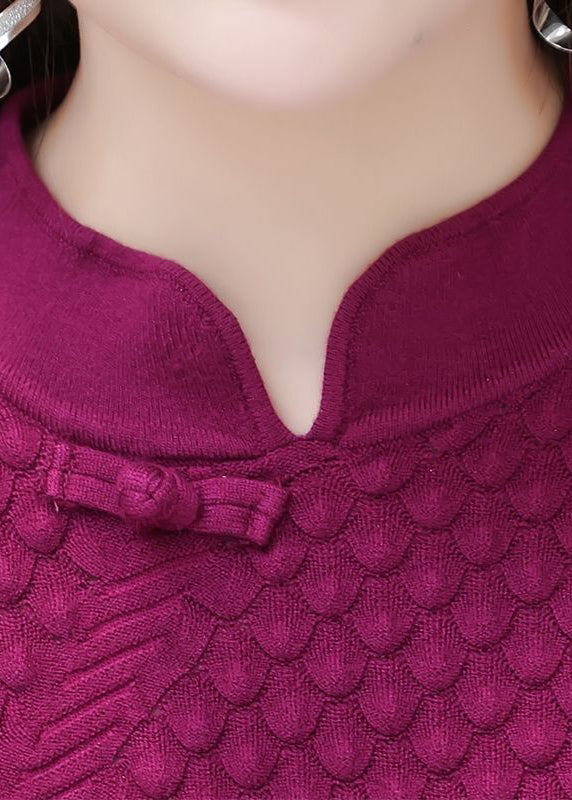 Boho Rose Chinese Button Patchwork Silm Fit Knit Dress Spring