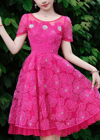 Boho Rose Embroidered Floral Tulle Long Dresses Summer