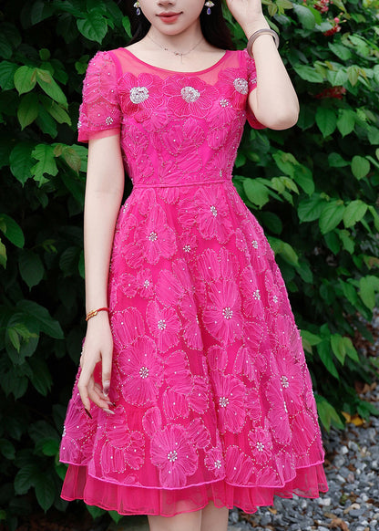 Boho Rose Embroidered Floral Tulle Long Dresses Summer