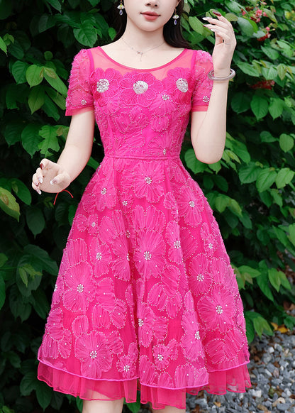 Boho Rose Embroidered Floral Tulle Long Dresses Summer