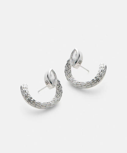 Boho Silk Copper Silver-Plated Hoop Earrings