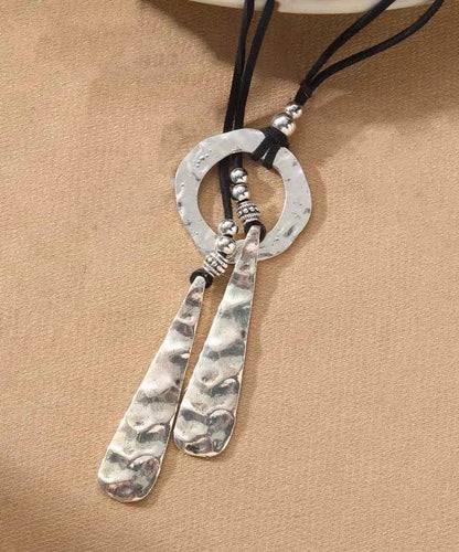 Boho Silk Leather Alloy Pendant Necklace