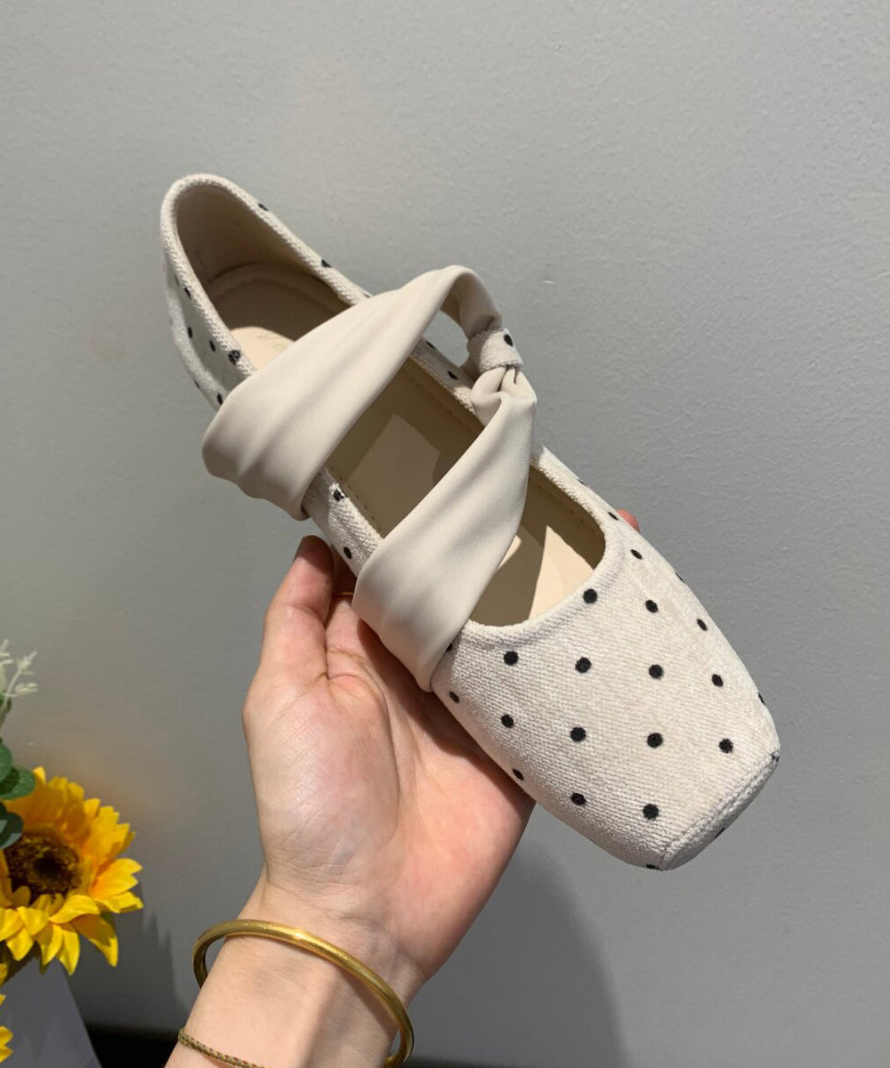 Boho Splicing Wedge Heels Shoes Brown Dot Cotton Fabric