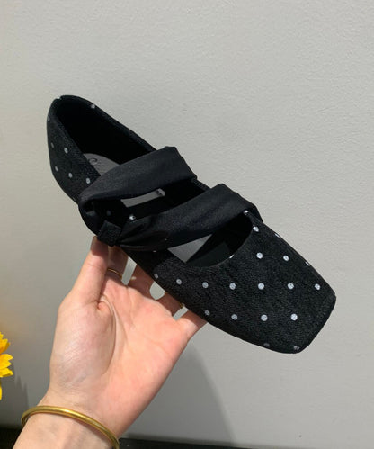 Boho Splicing Wedge Heels Shoes Brown Dot Cotton Fabric