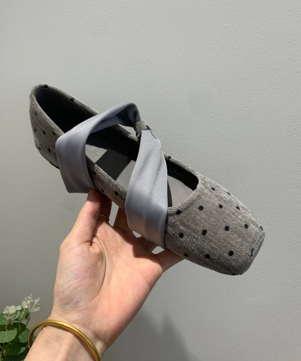 Boho Splicing Wedge Heels Shoes Brown Dot Cotton Fabric