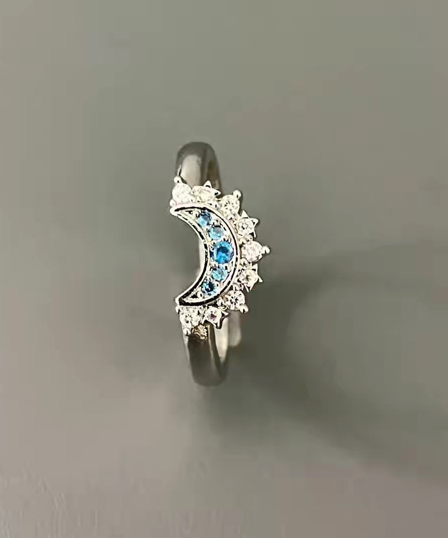 Boho Sterling Silver Zircon The Sun And The Moon Shine Together Couple Rings