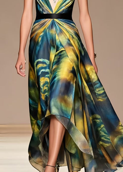 Boho Tie Dye Exra Large Hem Chiffon Beach Dress Summer