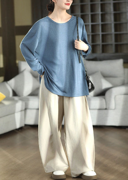 Boho White Oversized Cotton Straight Pants Fall