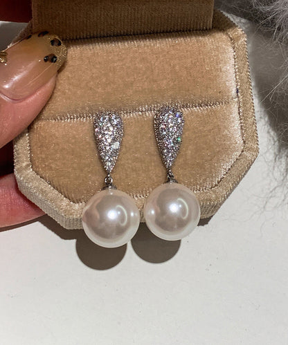 Boho White Pearl Fine Zircon Drop Earrings