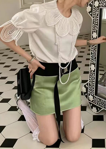 Boho White Puff Sleeve Petal Cotton Shirt Top