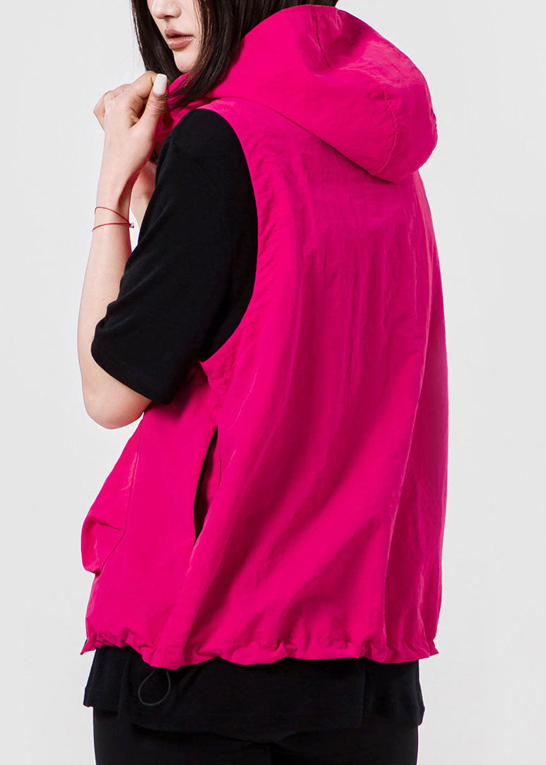 Boho Yellow Hooded Zippered Drawstring Vests Fall