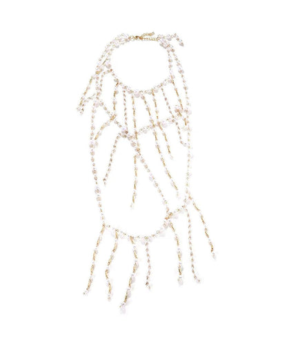 Boutique Black Alloy Glass Beading Tassel Pendant Necklace
