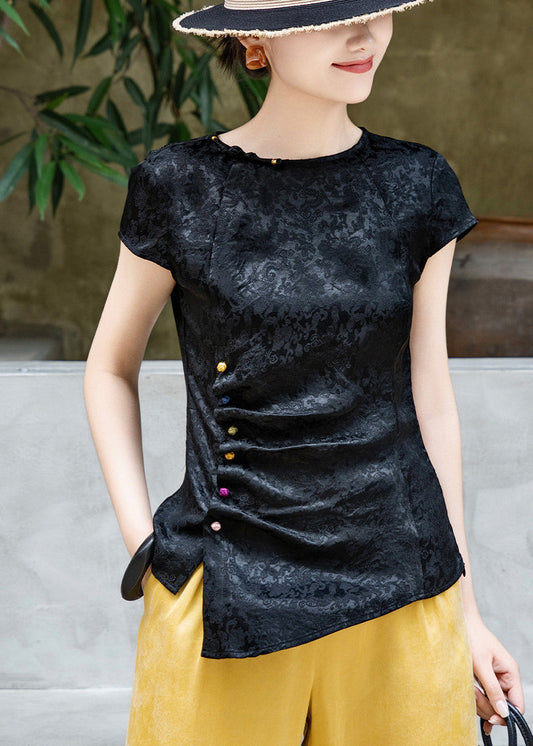 Boutique Black Jacquard Wrinkled Silk Tank Summer
