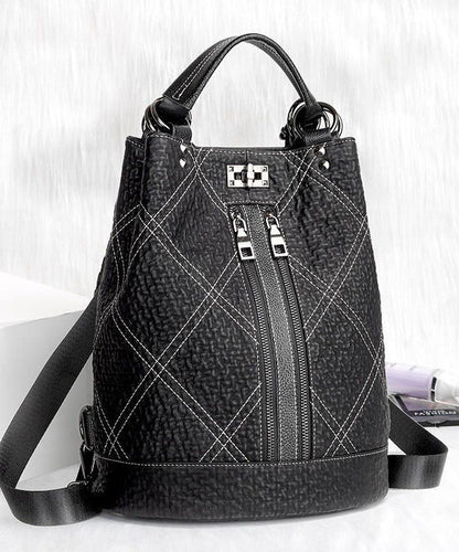 Boutique Black Large Capacity Calf Leather Backpack Bag