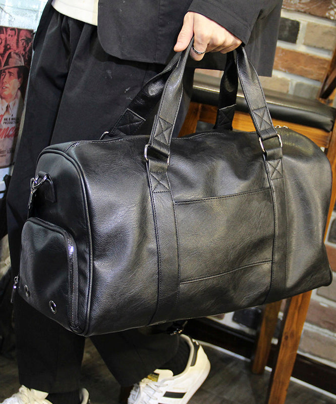 Boutique Black Large Capacity Faux Leather Duffel Bag