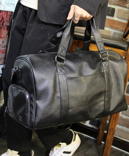 Boutique Black Large Capacity Faux Leather Duffel Bag