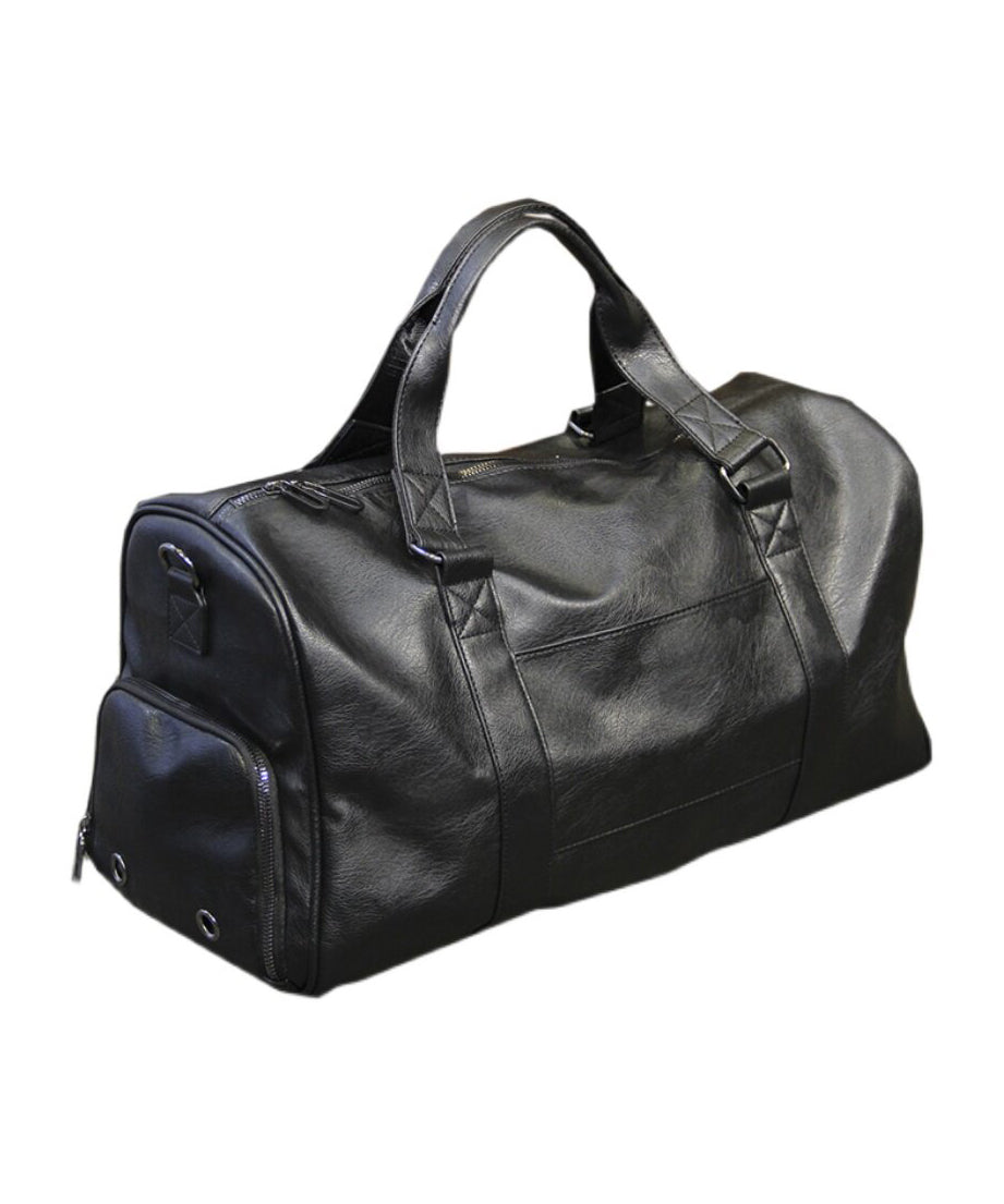Boutique Black Large Capacity Faux Leather Duffel Bag