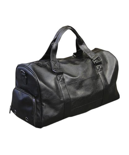 Boutique Black Large Capacity Faux Leather Duffel Bag