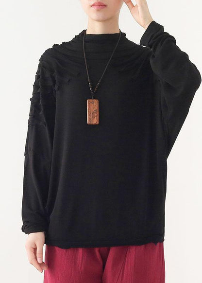 Boutique Black O-Neck Fall Cotton Cozy Sweater - SooLinen