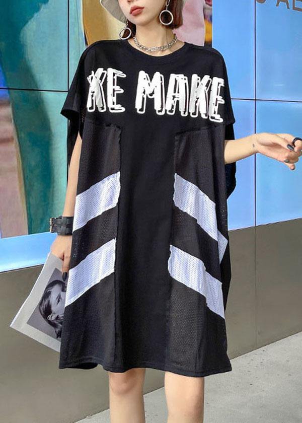 Boutique Black O-Neck Patchwork Sleeve less Dress - SooLinen