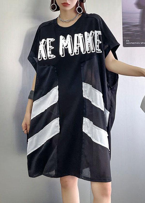 Boutique Black O-Neck Patchwork Sleeve less Dress - SooLinen