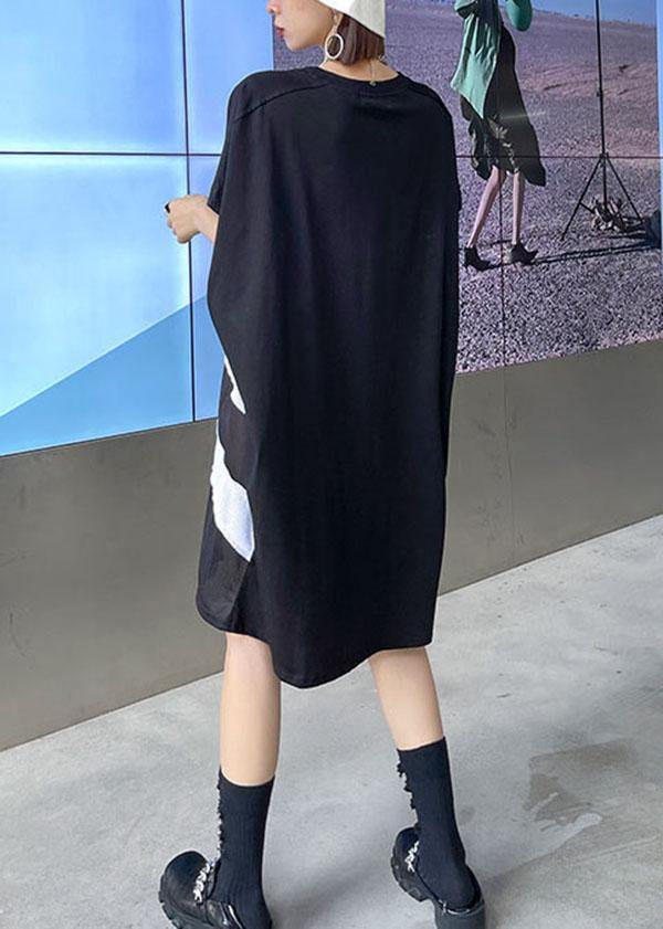 Boutique Black O-Neck Patchwork Sleeve less Dress - SooLinen