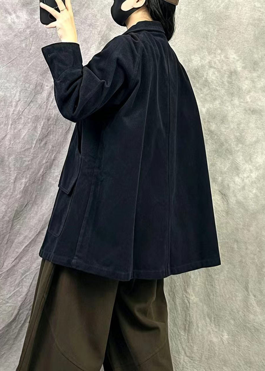 Boutique Black Oversized Patchwork Cotton Trench Fall