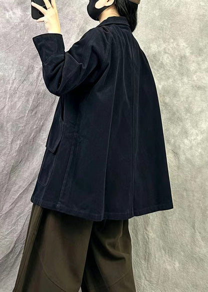 Boutique Black Oversized Patchwork Cotton Trench Fall