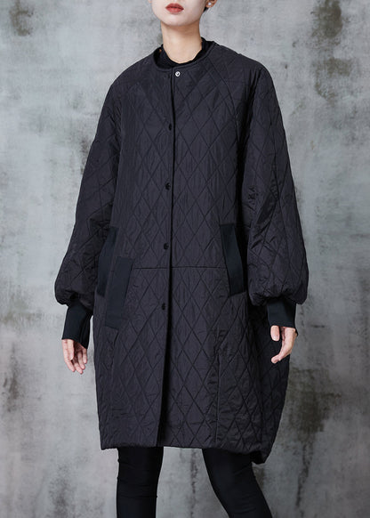 Boutique Black Oversized Patchwork Fine Cotton Filled Jacket In Winter