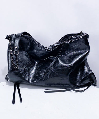Boutique Black Solid Durable Faux Leather Flap Bag