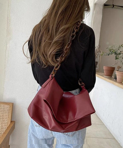 Boutique Black Solid Durable Leather Flap Bag