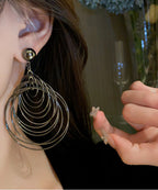 Boutique Black Stainless Steel Alloy Hollow Out Drop Earrings
