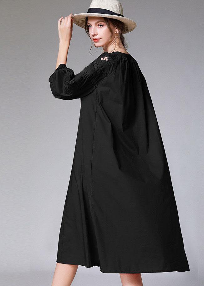 Boutique Black Three Quarter Sleeve Fashion Patchwork Spring Party Dresses - SooLinen