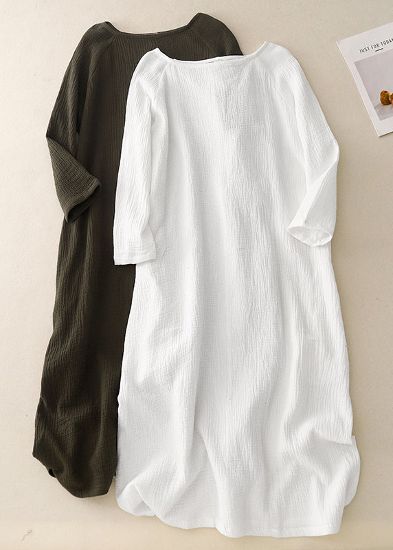 Boutique Blackish Green Oversized Cotton Holiday Dress Spring