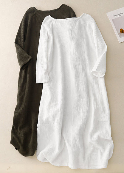 Boutique Blackish Green Oversized Cotton Holiday Dress Spring