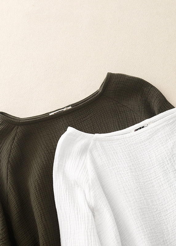 Boutique Blackish Green Oversized Cotton Holiday Dress Spring