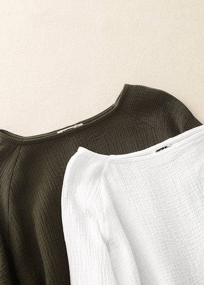 Boutique Blackish Green Oversized Cotton Holiday Dress Spring