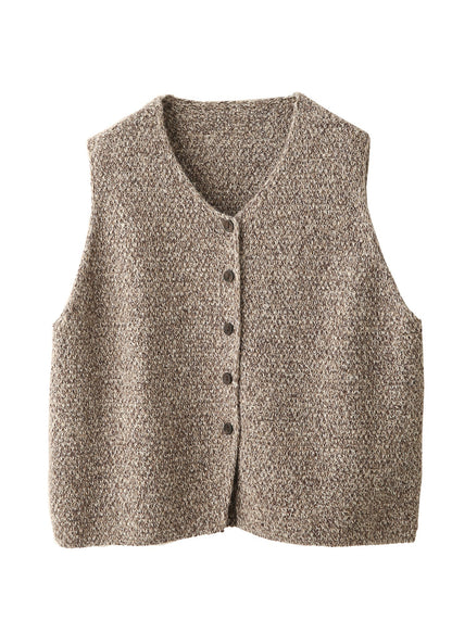 Boutique Blue O Neck Button Knit Vest Sleeveless
