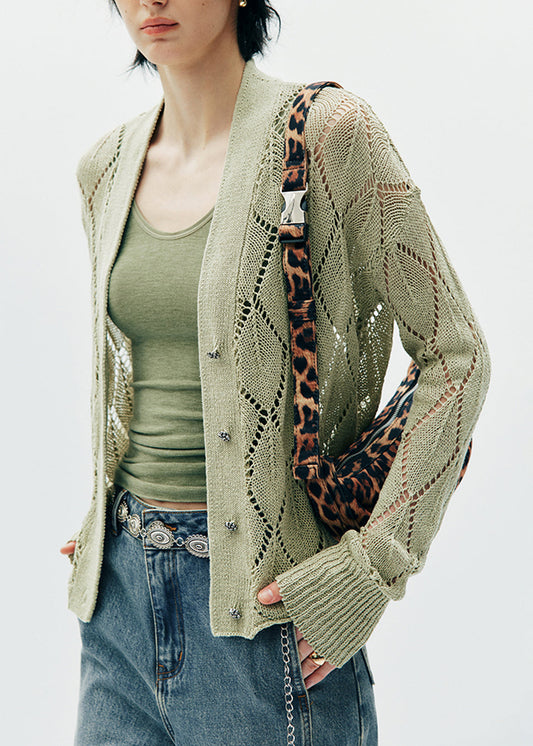 Boutique Blue V Neck Hollow Out Knit Cardigans Fall