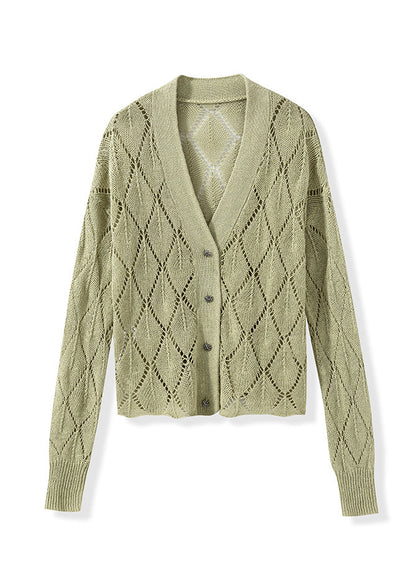 Boutique Blue V Neck Hollow Out Knit Cardigans Fall