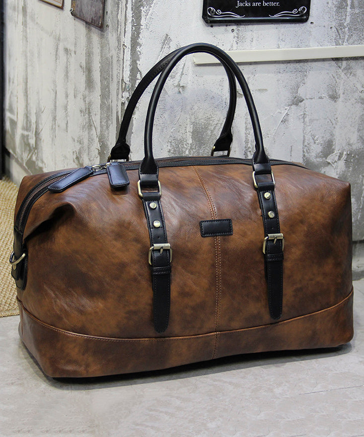 Boutique Brown Faux Leather Large Capacity Duffel Bag