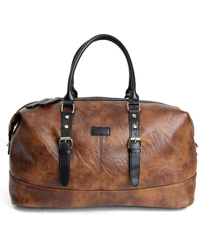 Boutique Brown Faux Leather Large Capacity Duffel Bag