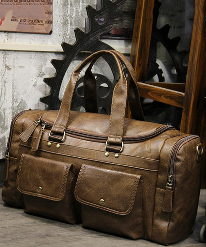 Boutique Brown Large Capacity Calf Leather Duffel Bag