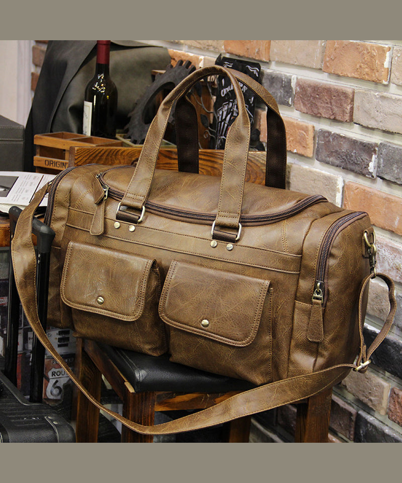 Boutique Brown Large Capacity Calf Leather Duffel Bag