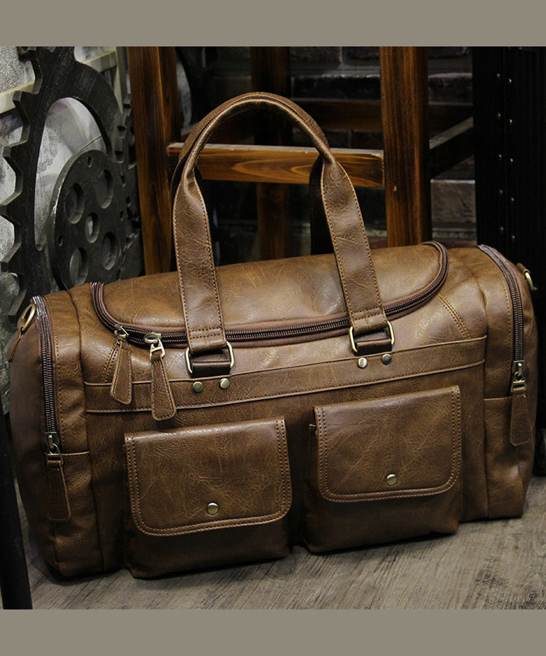 Boutique Brown Large Capacity Calf Leather Duffel Bag