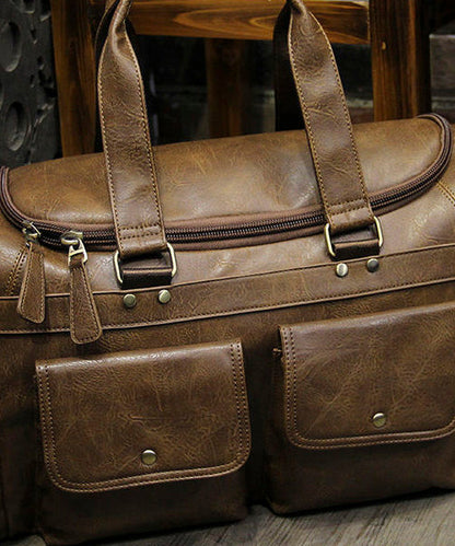 Boutique Brown Large Capacity Calf Leather Duffel Bag