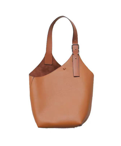 Boutique Brown Large Capacity Faux Leather Bucket Bag